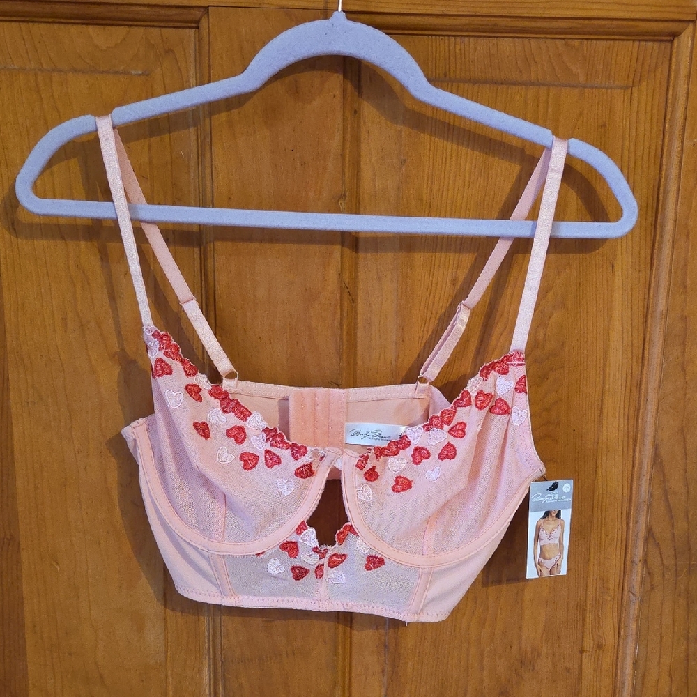 Marilyn Monroe Pink and Red Heart Lace Bralette